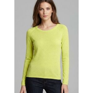 A.n.a Open Knit Sweater In Lime Green Size S